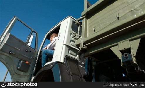Dump Truck Driver On The Phone