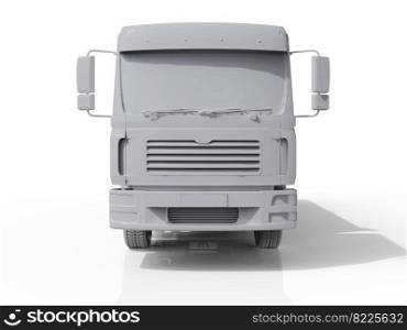 Dump Truck Hi-Detailed Template for Car Branding and Advertising. Realistic Delivery Service Vehicle Tipper Truck on Isolated White Background, Truck for Bulk Cargo, Machinery Transport, 3D Rendering