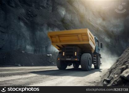 Dumper truck in career. Big coal. Generate Ai. Dumper truck in career. Generate Ai