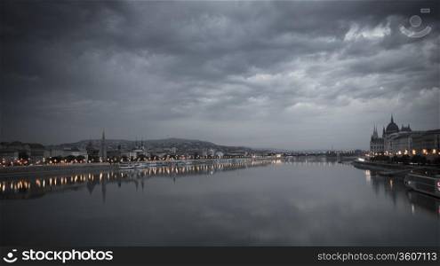 Dunabe river at night. Budapest, Hungary