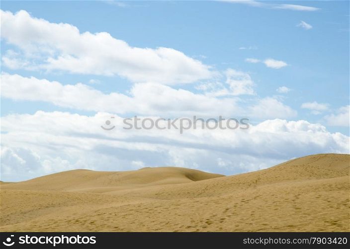 Dunes skyline at Maspalomas desert in the Canary Islands in Spain