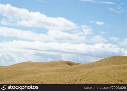 Dunes skyline at Maspalomas desert in the Canary Islands in Spain
