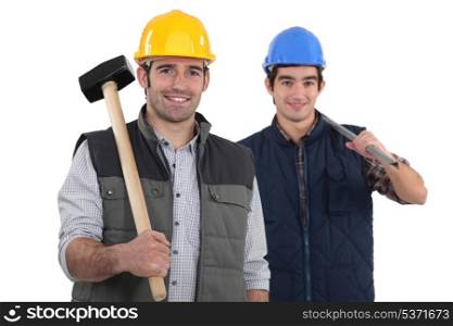 duo of carpenters isolated on white
