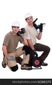 duo of proud electricians