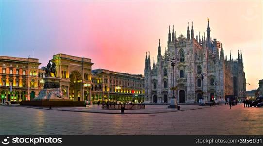 Duomo cathedral early in the morning in Milan, Italy