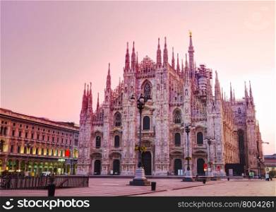 Duomo cathedral in Milan, Italy at sunrise