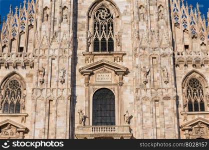 Duomo Cathedral of Milan Italy - detail front view