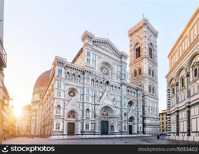 Duomo di Firenze, Santa Maria del Fiore. Florence Cathedral Santa Maria del Fiore sunrise view, Tuscany, Italy