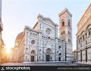 Duomo di Firenze, Santa Maria del Fiore. Florence Cathedral Santa Maria del Fiore sunrise view, Tuscany, Italy