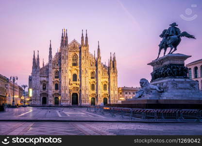 Duomo di Milano (Milan Cathedral) in Milan , Italy . Milan Cathedral is the largest church in Italy and the third largest in the world. It is the famous tourist attraction of Milan, Italy.