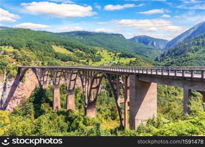 Durdevica Bridge over the Tara river, beautiful view in Montenegro.
