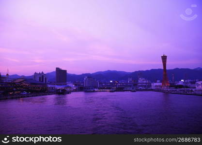 Dusk of Kobe harbor