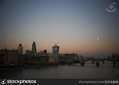 Dusk on the River Thames, London, England, UK