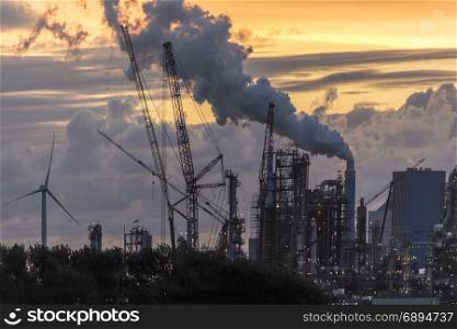 Dusk over an industrial skyline - Rotterdam - Netherlands