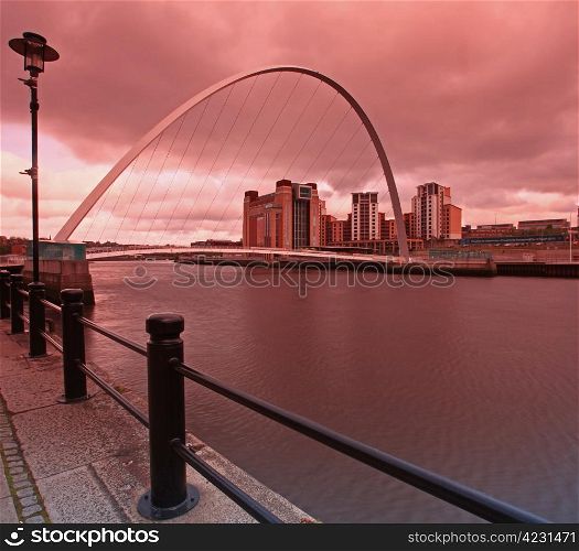 Dusk over the Millenium bridge in Newcastle upon Tyne