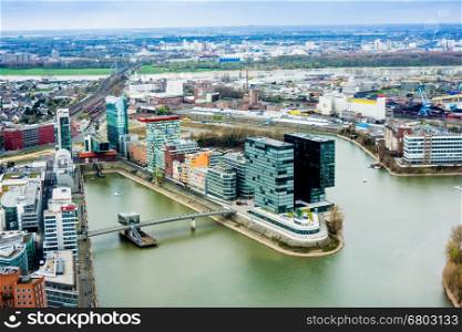 Dusseldorf, Media Harbour with contemporary architecture, Medienhafen , Nordrhein-Westfalen, Germany, Europe