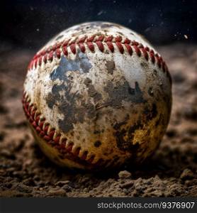 Dust in motion with baseball ball in action. Generative AI. Baseball ball in action. Generative AI