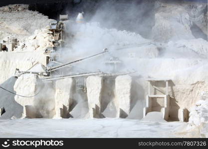 Dusty cement factory in mountain area, Syria