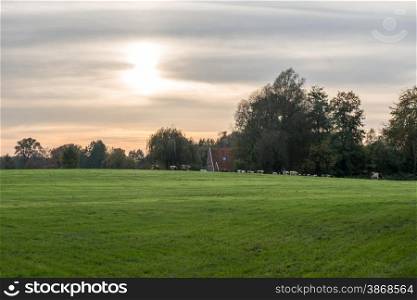 Dutch countryside in the evening