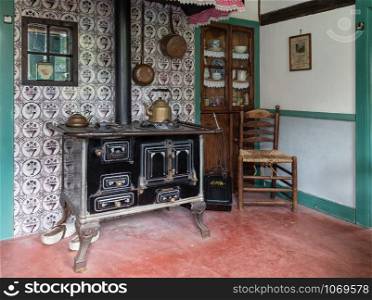Dutch heritage museum with kitchen interior of old farmhouse. Dutch heritage museum with kitchen interior old farmhouse