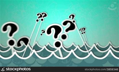 Dynamic graphic animation using paper cutout styled elements to illustrate a sea of questions. High definition 1080p and loop-ready. This is one of a suite of simple paper cutout style animated illustrations which have similar dynamics. Please check my po
