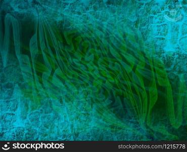 Dynamic green patterns with blue texture. Abstract background.