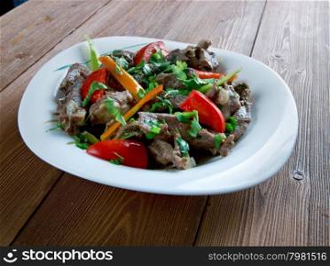 dzhiz-byz - Eastern roast lamb tripe.Central Asian cuisine