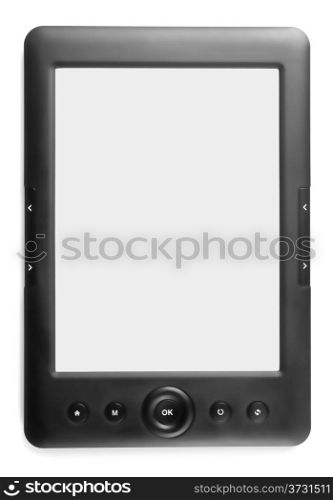E-book reader isolated on white background.