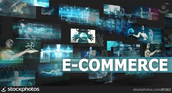 E-commerce Presentation Background with Technology Abstract Art. E-commerce