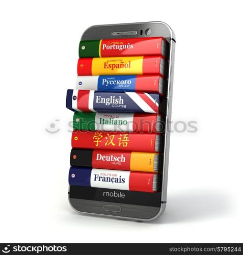 E-learning. Mobile dictionary. Learning languages online. 3d