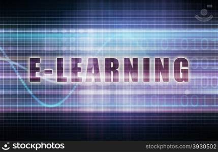 E-Learning or elearning on a Tech Business Chart Art