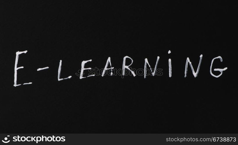 E-learning white text conception over black