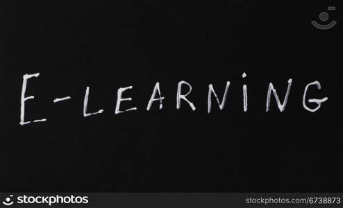 E-learning white text conception over black