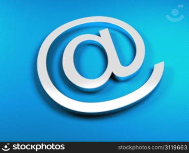 E-mail blue sighn. 3D render