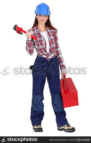 Eager young female plumber