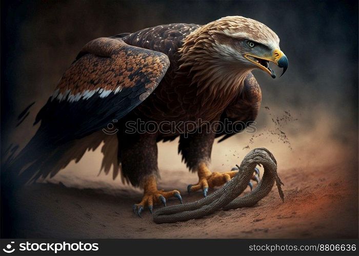 eagle is eating snake