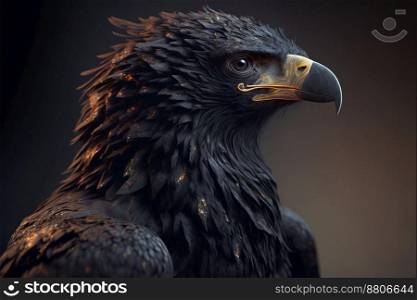 eagle over a black background with accent on his eye