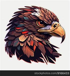 Eagle portrait sticker. Generative AI. High quality illustration. Eagle portrait sticker. Generative AI