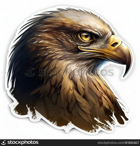 Eagle portrait sticker. Generative AI. High quality illustration. Eagle portrait sticker. Generative AI