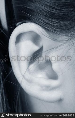 ear girl close up listening sound