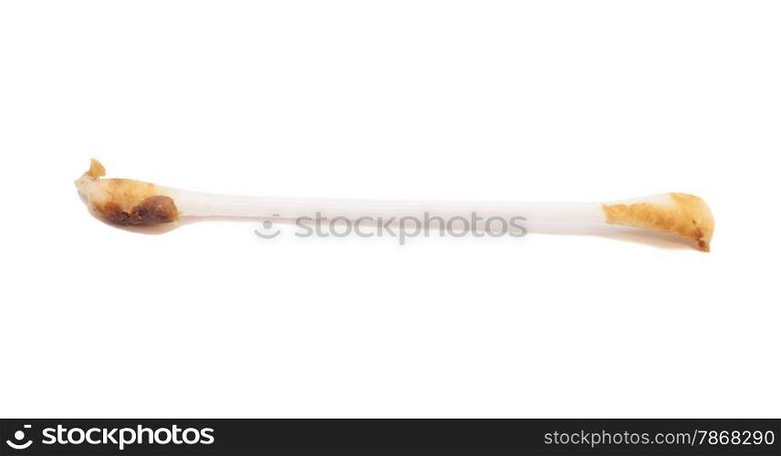 Ear wax on cotton swab isolated on white background