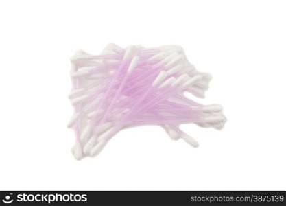 Ear wax on cotton swabs isolated on white background