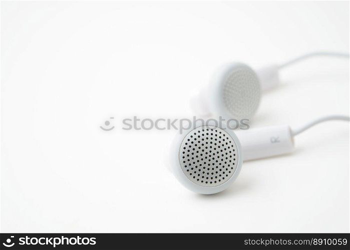 earbuds on white background