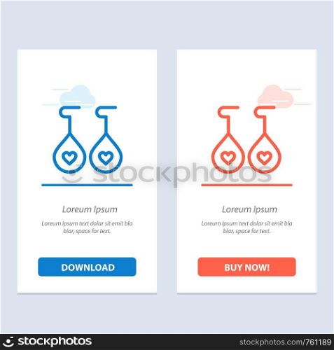 Earing, Love, Heart Blue and Red Download and Buy Now web Widget Card Template
