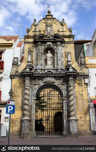 Early 18th century facade of the Saint Paul Church (Spanish: Iglesia de San Pablo) in Cordoba, Spain, Andalusia region.