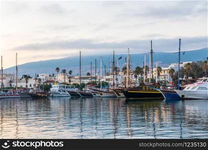 Early morning and boats in the harbour, Kos, Greece