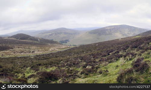 Early morning at Wicklow mountains. Mist. Spring season.