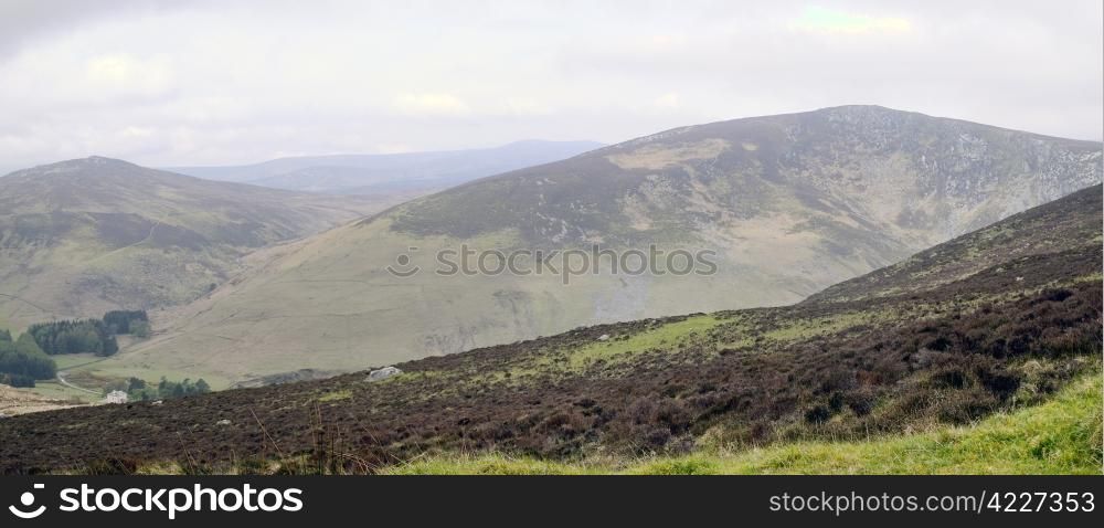Early morning at Wicklow mountains. Mist. Spring season.