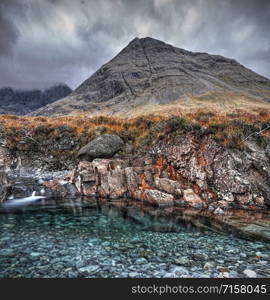 Early morning in Fairy Pools, Glen Brittle, Isle of Skye, Inner Hebrides, Highlands, Scotland