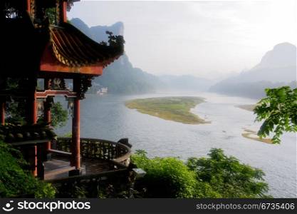 Early morning view over the li river, Yangshuo, China